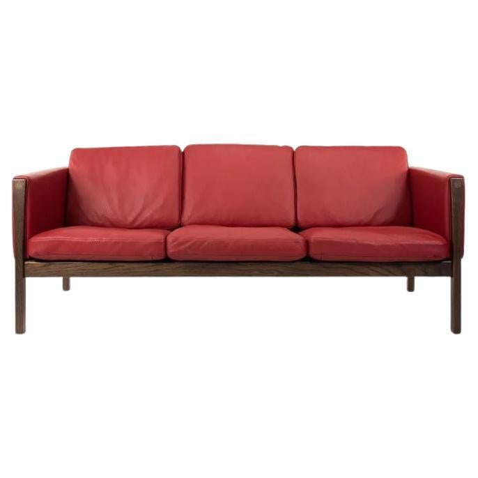2020 CH163 3 Seater Sofa by Hans Wegner for Carl Hansen in Smoked Oak & Leather