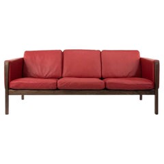 2020 CH163 3-Sitzer-Sofa von Hans Wegner für Carl Hansen aus geräucherter Eiche und Leder