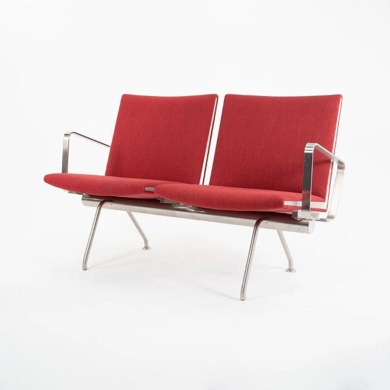 Contemporary 2020 CH402 Kastrup Two Seater Sofa by Hans Wegner for Carl Hansen in Red Fabric For Sale