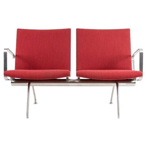 2020 CH402 Kastrup Two Seater Sofa by Hans Wegner for Carl Hansen in Red Fabric For Sale