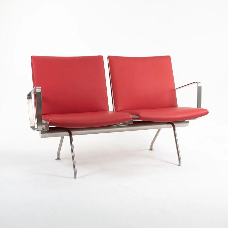 Scandinavian Modern 2020 CH402 Kastrup Two Seater Sofa by Hans Wegner for Carl Hansen in Red Leather For Sale