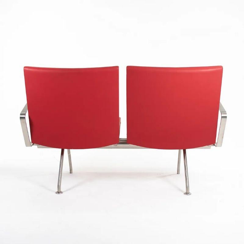 Stainless Steel 2020 CH402 Kastrup Two Seater Sofa by Hans Wegner for Carl Hansen in Red Leather For Sale