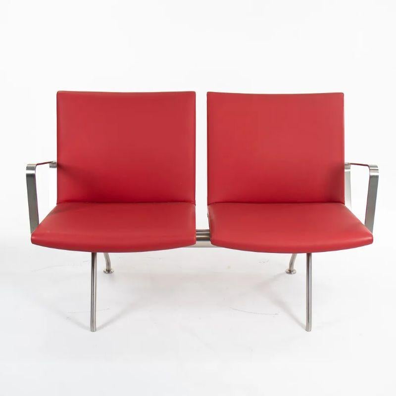 2020 CH402 Kastrup Two Seater Sofa by Hans Wegner for Carl Hansen in Red Leather For Sale 1
