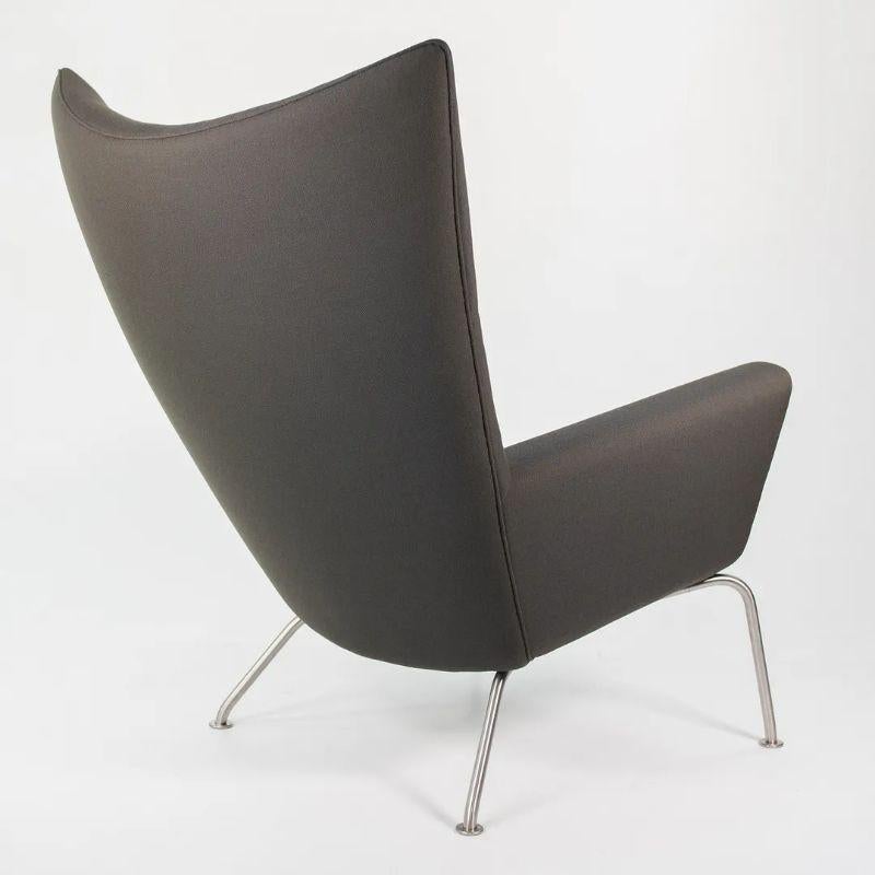 2020 CH445 Wing Lounge Chair by Hans Wegner for Carl Hansen in Brown/Grey Fabric For Sale 1