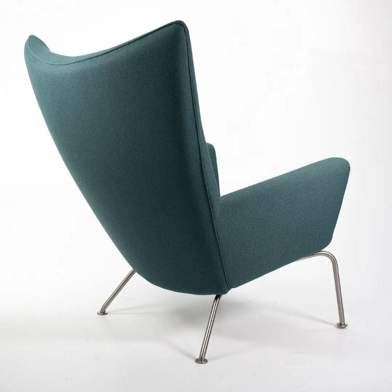 Danish 2020 CH445 Wing Lounge Chair by Hans Wegner for Carl Hansen in Green Fabric For Sale