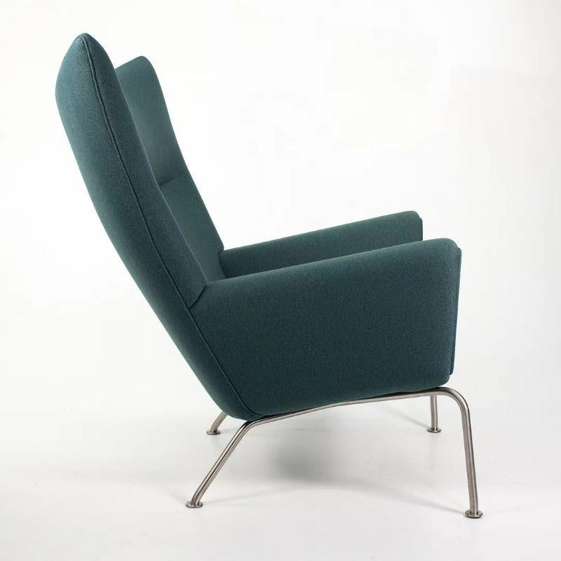 Contemporary 2020 CH445 Wing Lounge Chair by Hans Wegner for Carl Hansen in Green Fabric For Sale