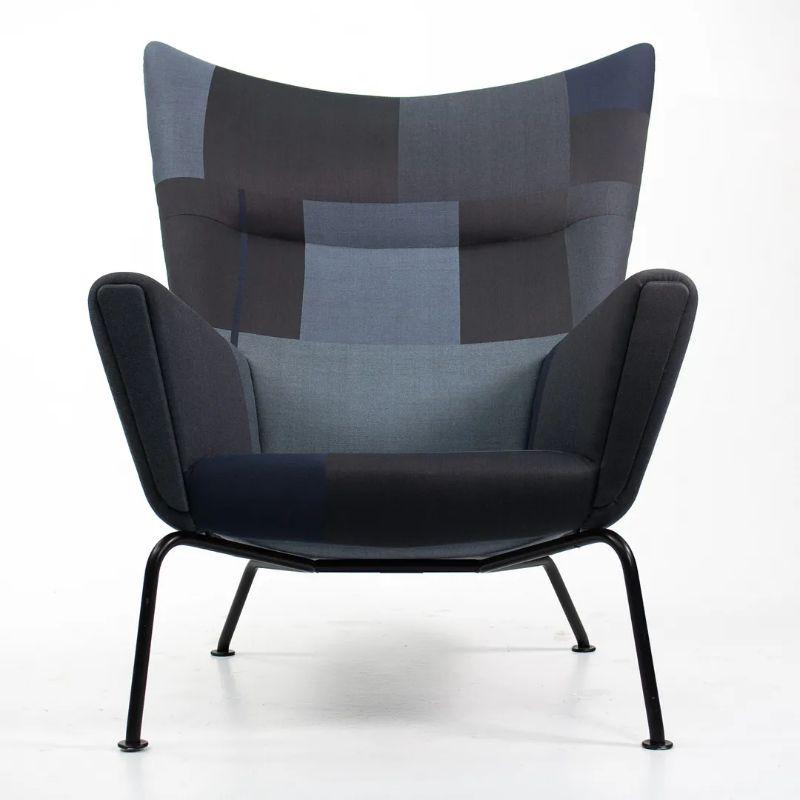 2020 CH445 Wing Lounge Chair by Hans Wegner for Carl Hansen in Patterned Fabric In Good Condition For Sale In Philadelphia, PA