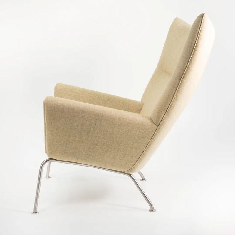 Scandinavian Modern 2020 CH445 Wing Lounge Chair by Hans Wegner for Carl Hansen in Yellow Fabric For Sale