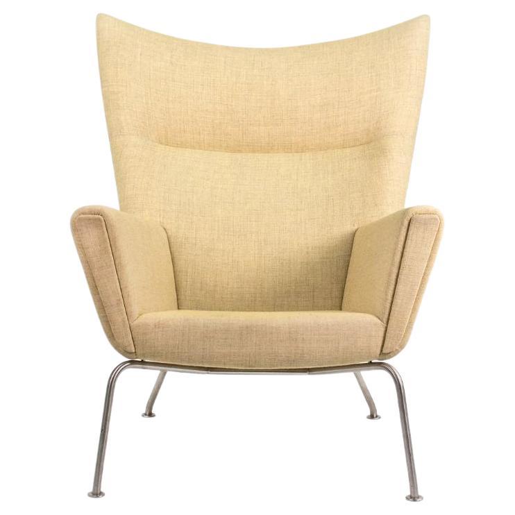 2020 CH445 Wing Lounge Chair by Hans Wegner for Carl Hansen in Yellow Fabric