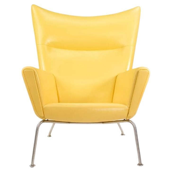 2020 CH445 Wing Lounge Chair by Hans Wegner for Carl Hansen in Yellow Leather