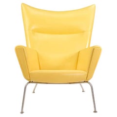 2020 CH445 Wing Lounge Chair by Hans Wegner for Carl Hansen in Yellow Leather