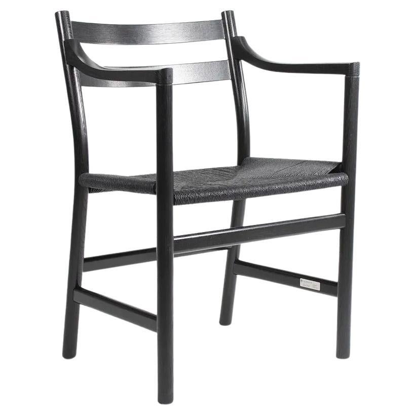 2020 CH46 Dining Chair by Hans Wegner for Carl Hansen Black Oak and Paper Cord For Sale