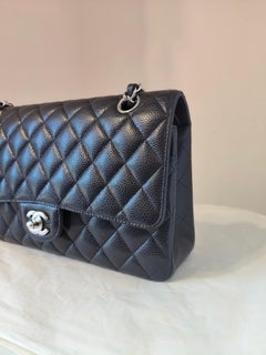 2020 Chanel black caviar leather silver hardware 2.55 Shoulder bag