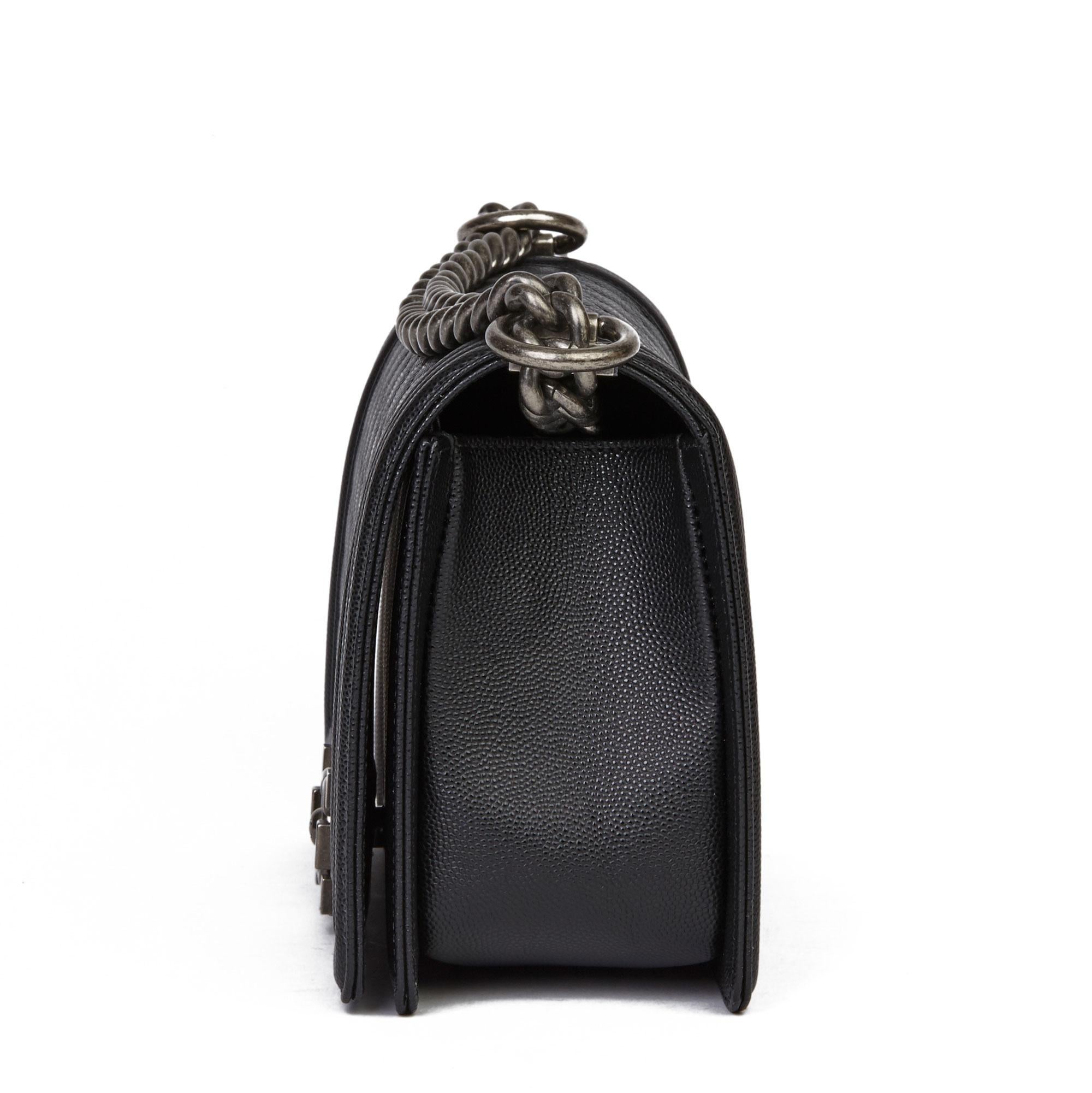 Women's 2020 Chanel Black Quilted Caviar Leather Medium Le Boy