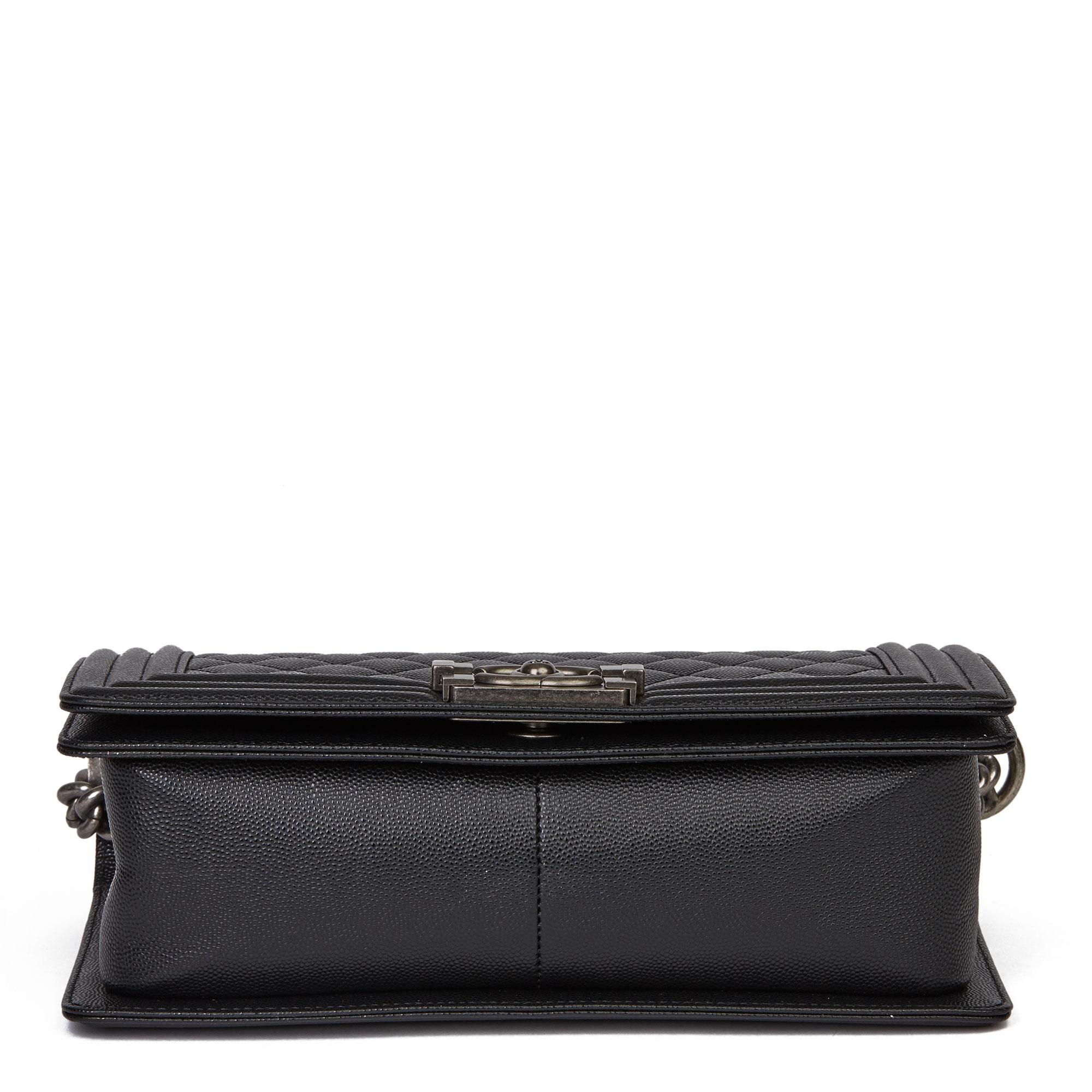 2020 Chanel Black Quilted Caviar Leather Medium Le Boy 2