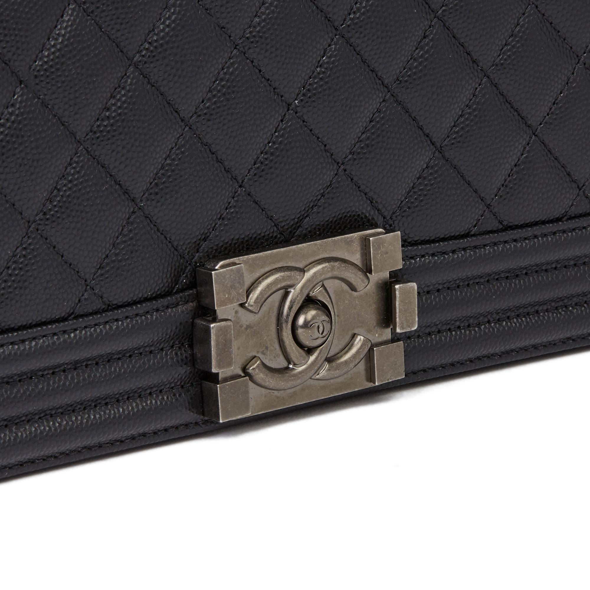 2020 Chanel Black Quilted Caviar Leather Medium Le Boy 3