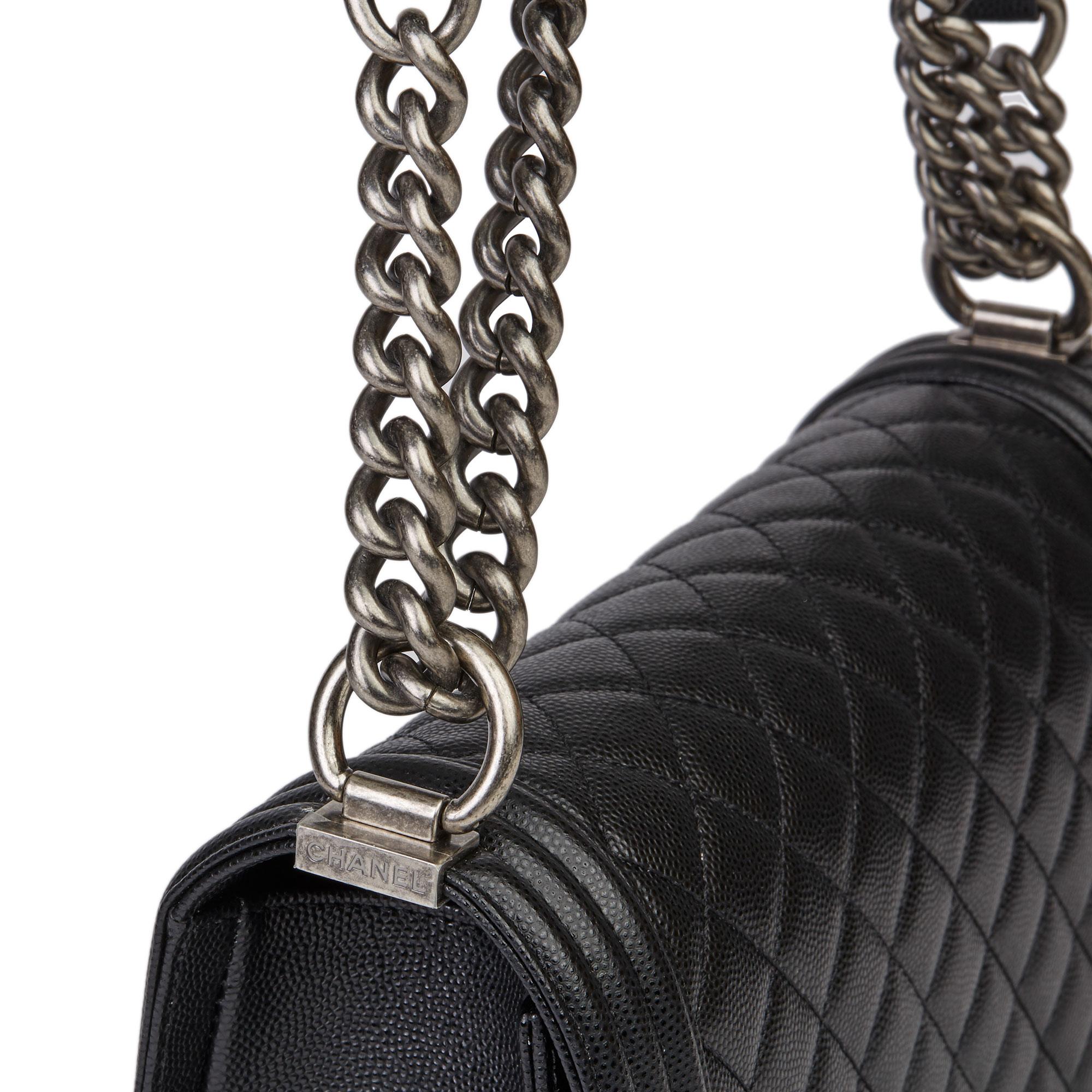 2020 Chanel Black Quilted Caviar Leather Medium Le Boy 4