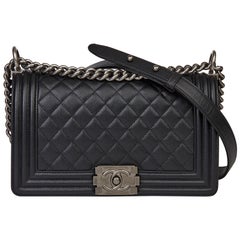 2020 Chanel Black Quilted Caviar Leather Medium Le Boy