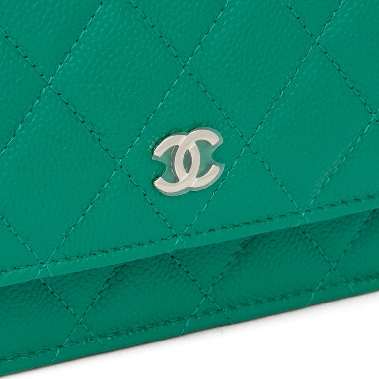 Chanel Green Boy Caviar Leather Wallet