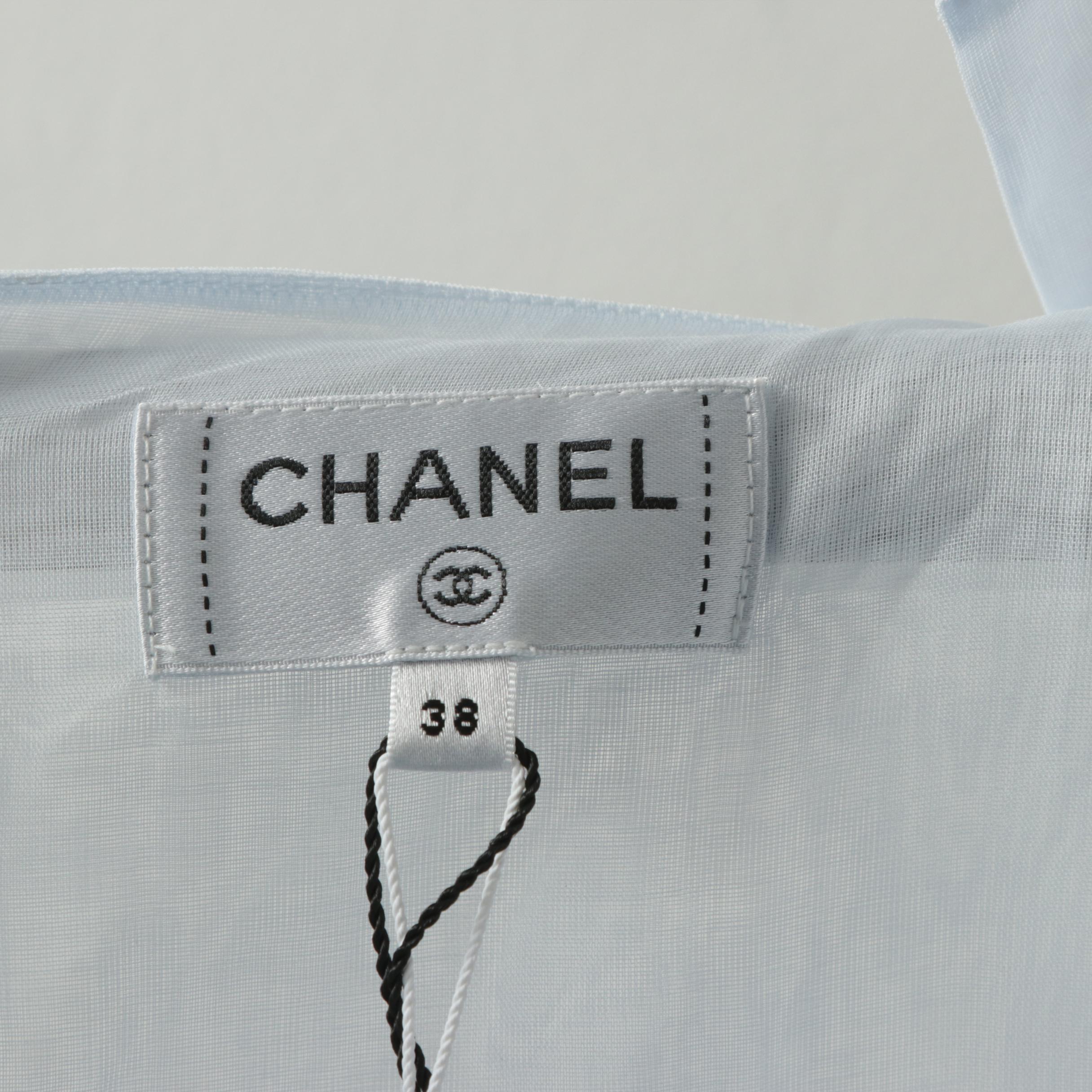 Women's 2020 Chanel Light Blue Organza Sleeveless Dress