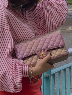 2020 Chanel Pink Iridescent Medium Double Flap Bag