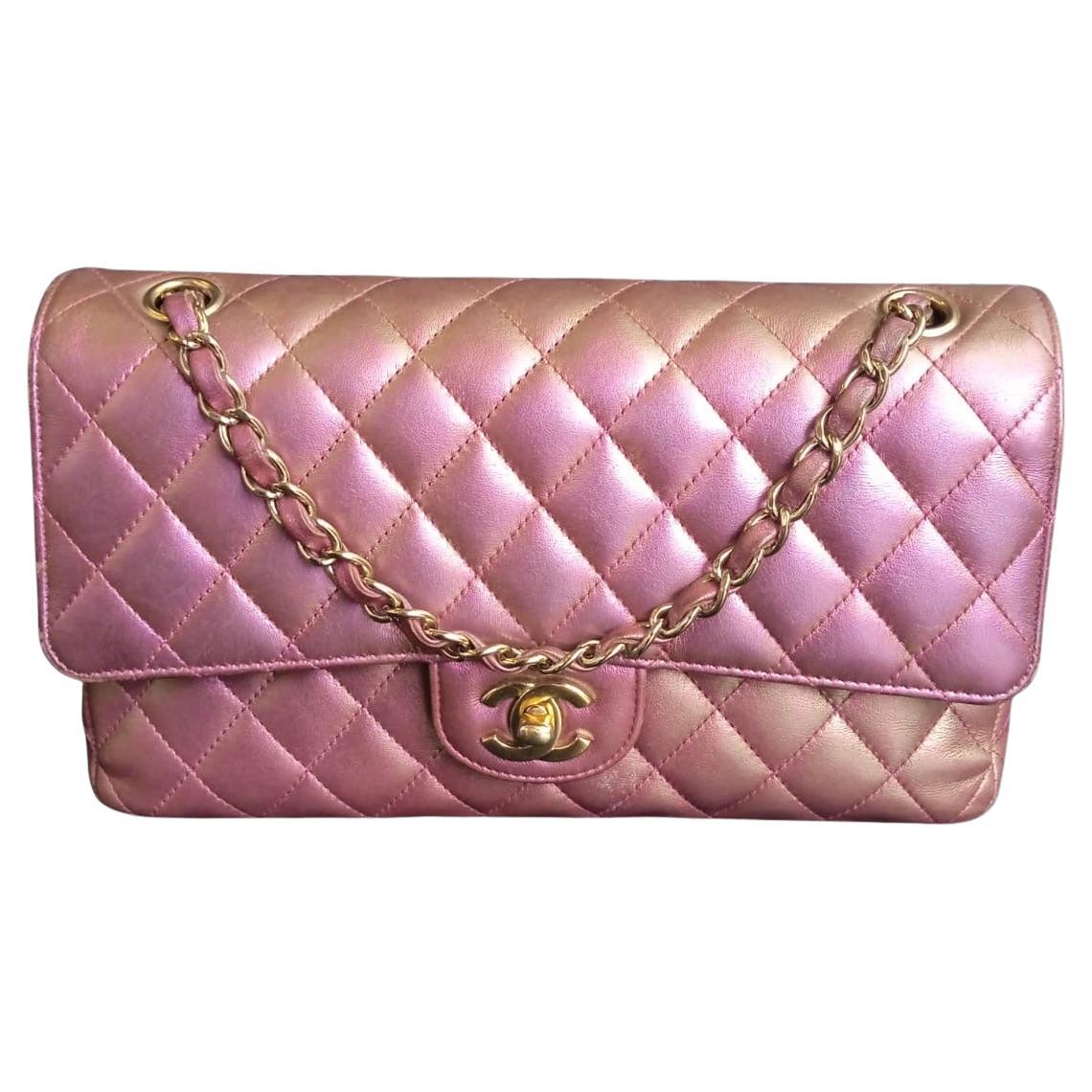 2020 Chanel Pink Iridescent Medium Double Flap Bag