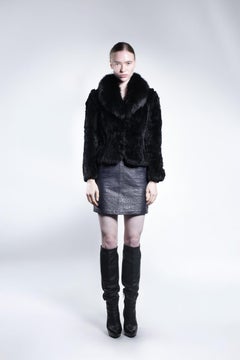 2020 Dark Brown Rabbit Fur Jacket with Shawl Collar