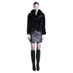 2020 Dark Brown Rabbit Fur Jacket with Shawl Collar