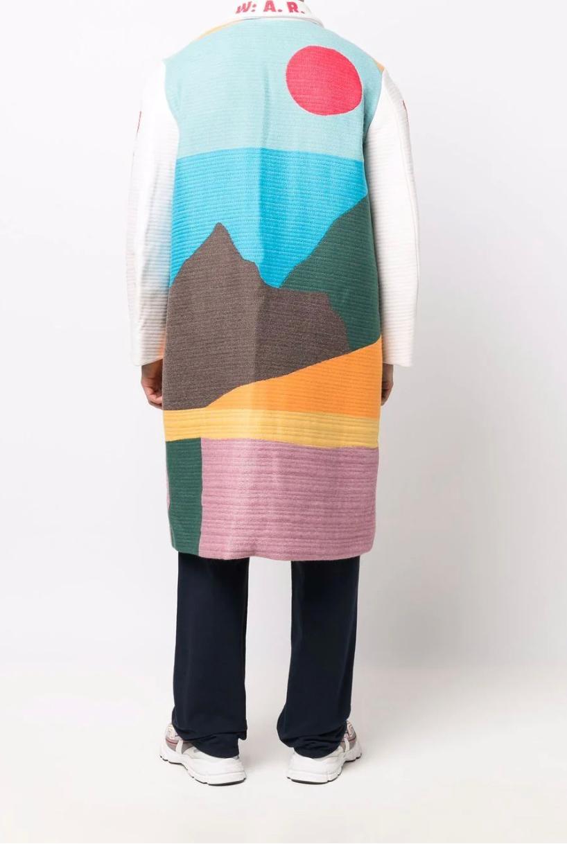 2020 'Demand Beauty? Walter Van Beirendonck intarsia coat

all-over intarsia graphic print, ribbed detailing, cutaway collar, long sleeves, two front patch pockets, below-knee length, full lining and circa 2000s. 

Condition: EXCELLENT. (never