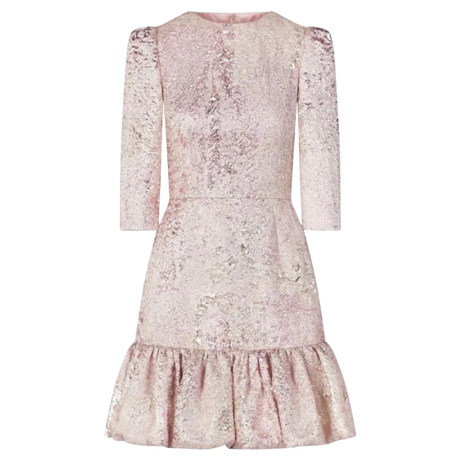 2020 Dolce
Gabbana - Mini robe fourreau en jacquard métallique rose