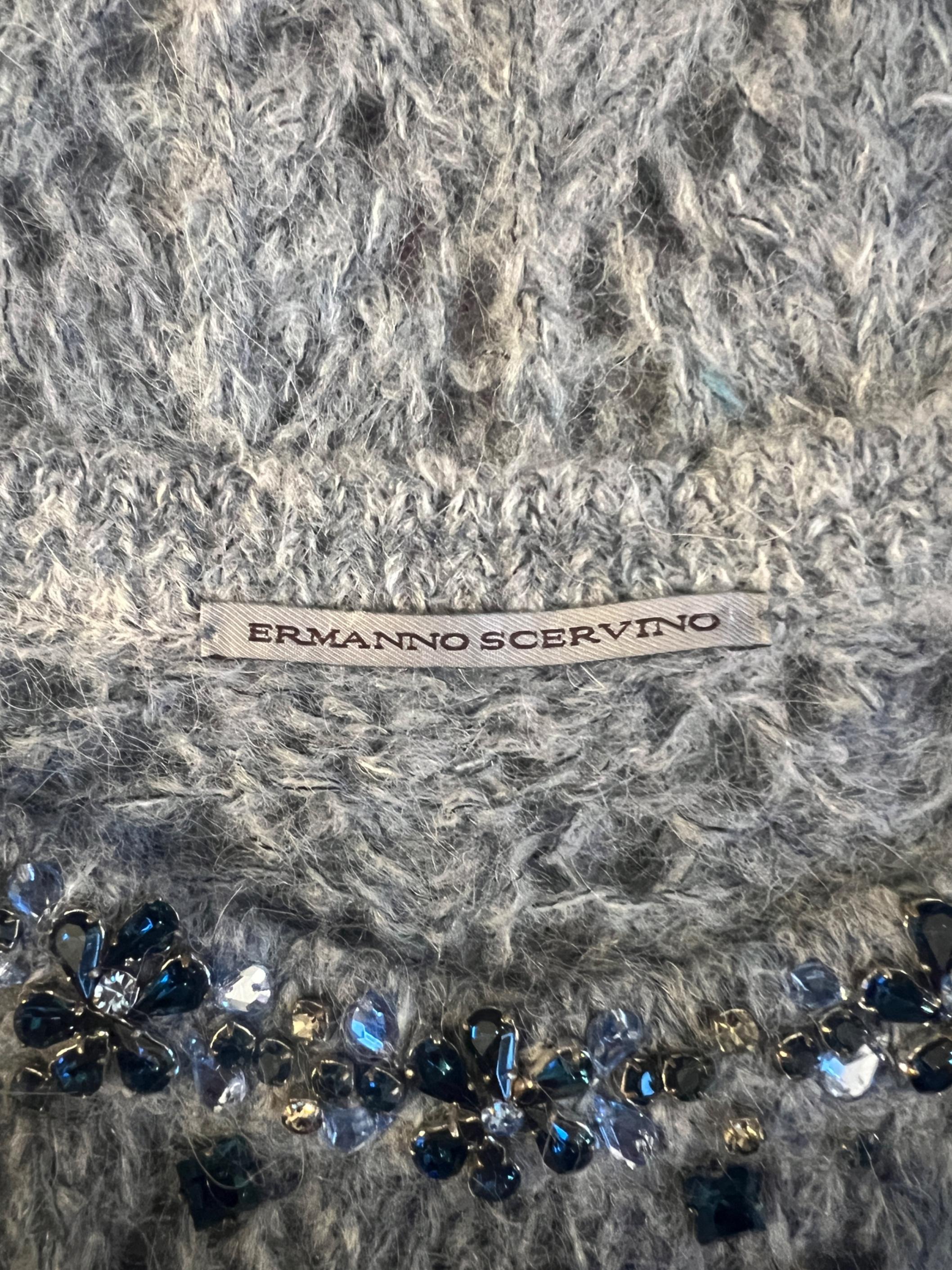 Women's 2020 Ermanno Scervino Grey Alpaca Wool Jewelled Jumper For Sale