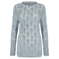 Ermanno Scervino Grauer Pullover aus Alpakawolle mit Juwelen aus Alpaka, 2020