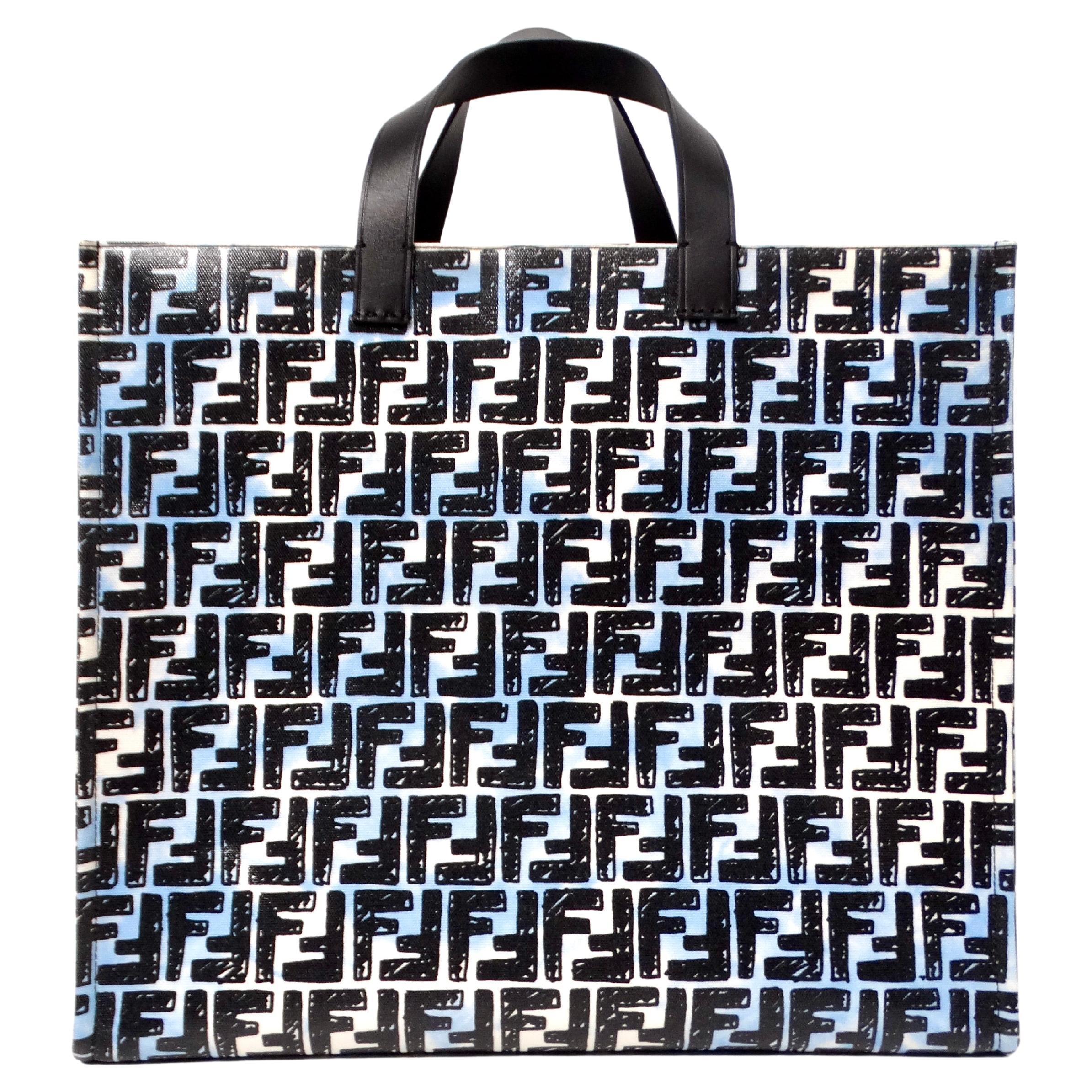 2020 Fendi x Joshua Coates "California Sky" Zucca Coated Canvas Tote Bag en vente