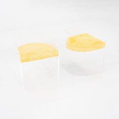 2020 Fox Hill Trading Lucite & Acrylic Dining Chair w/ Yellow Seat 8x Available