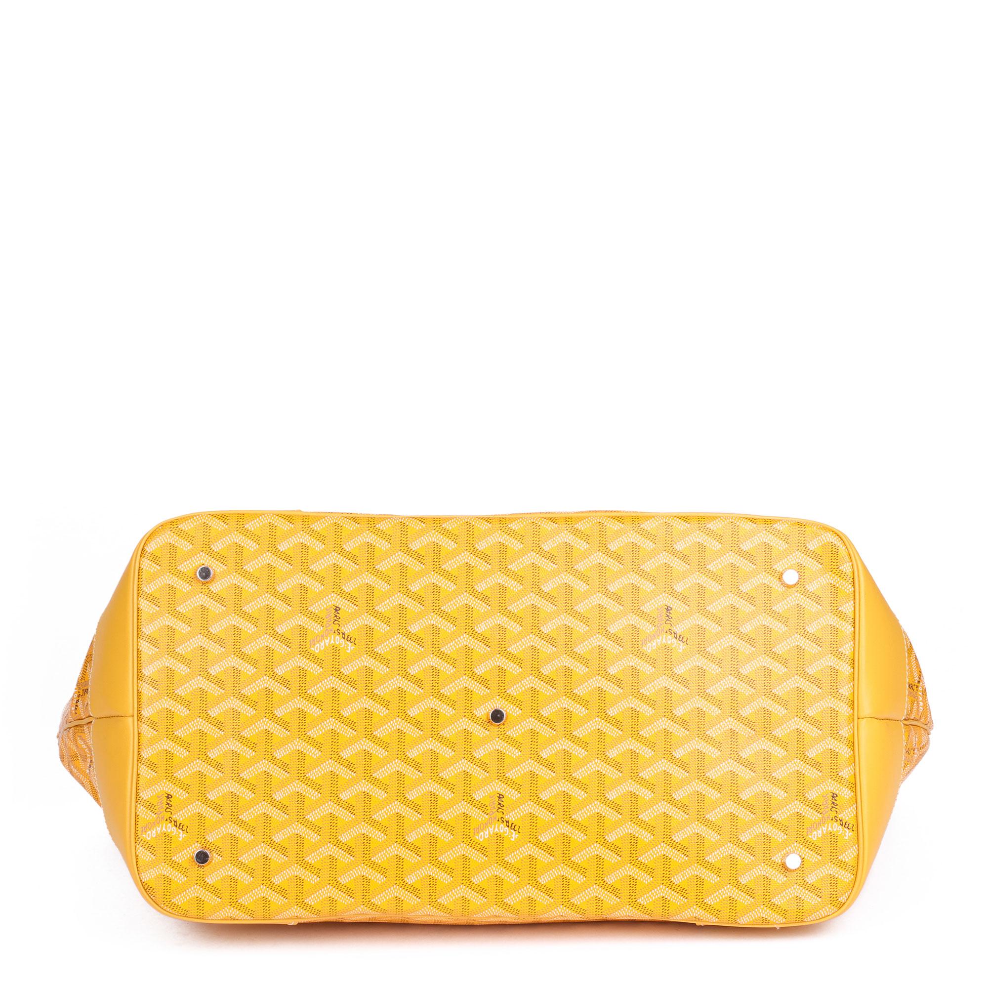 Women's 2020 Goyard Yellow Chevron Canvas & Calfskin Leather Beluga MM