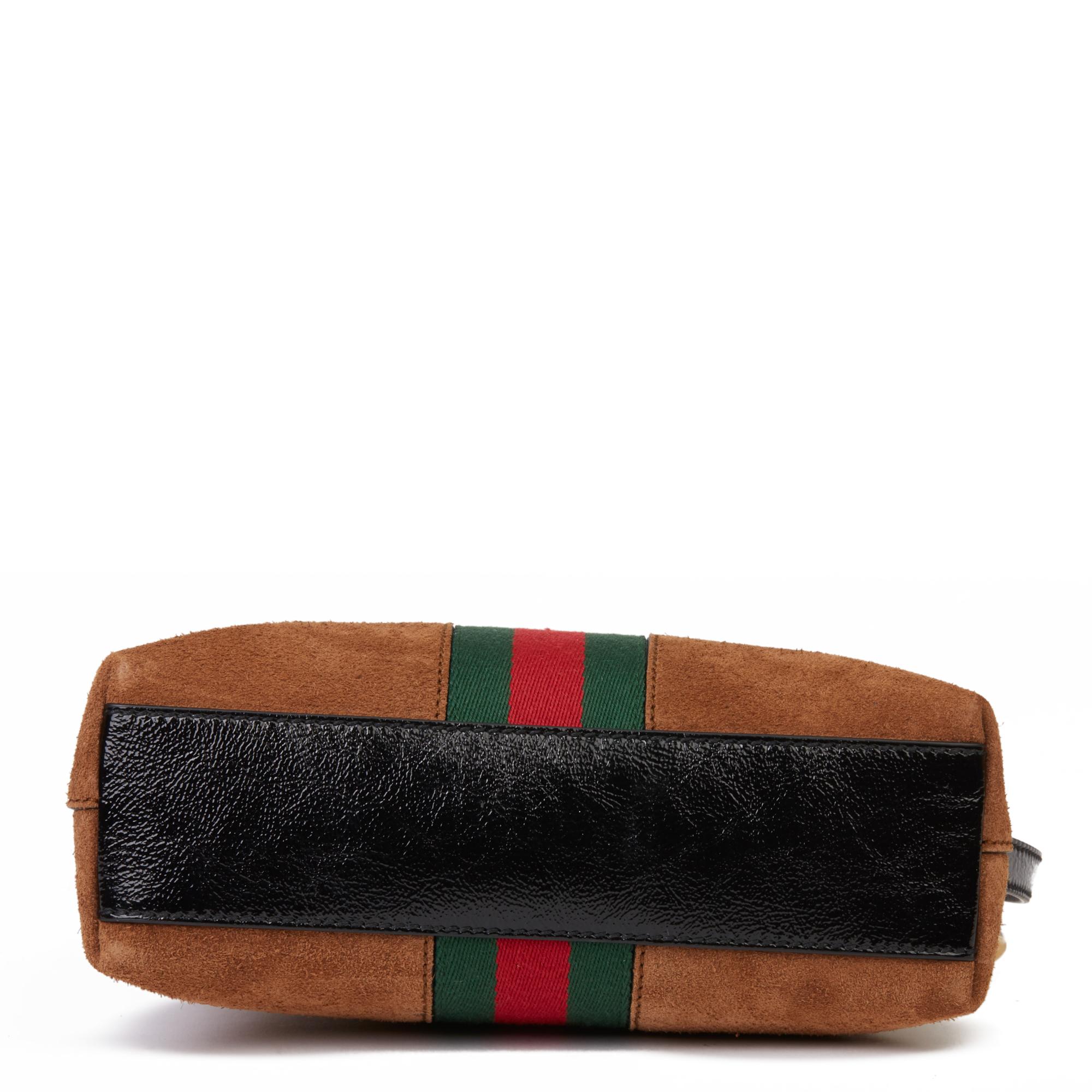 2020 Gucci Schwarz Aged Patent Kalbsleder & Braun Wildleder Web Kleine Orphidia Tasche 2
