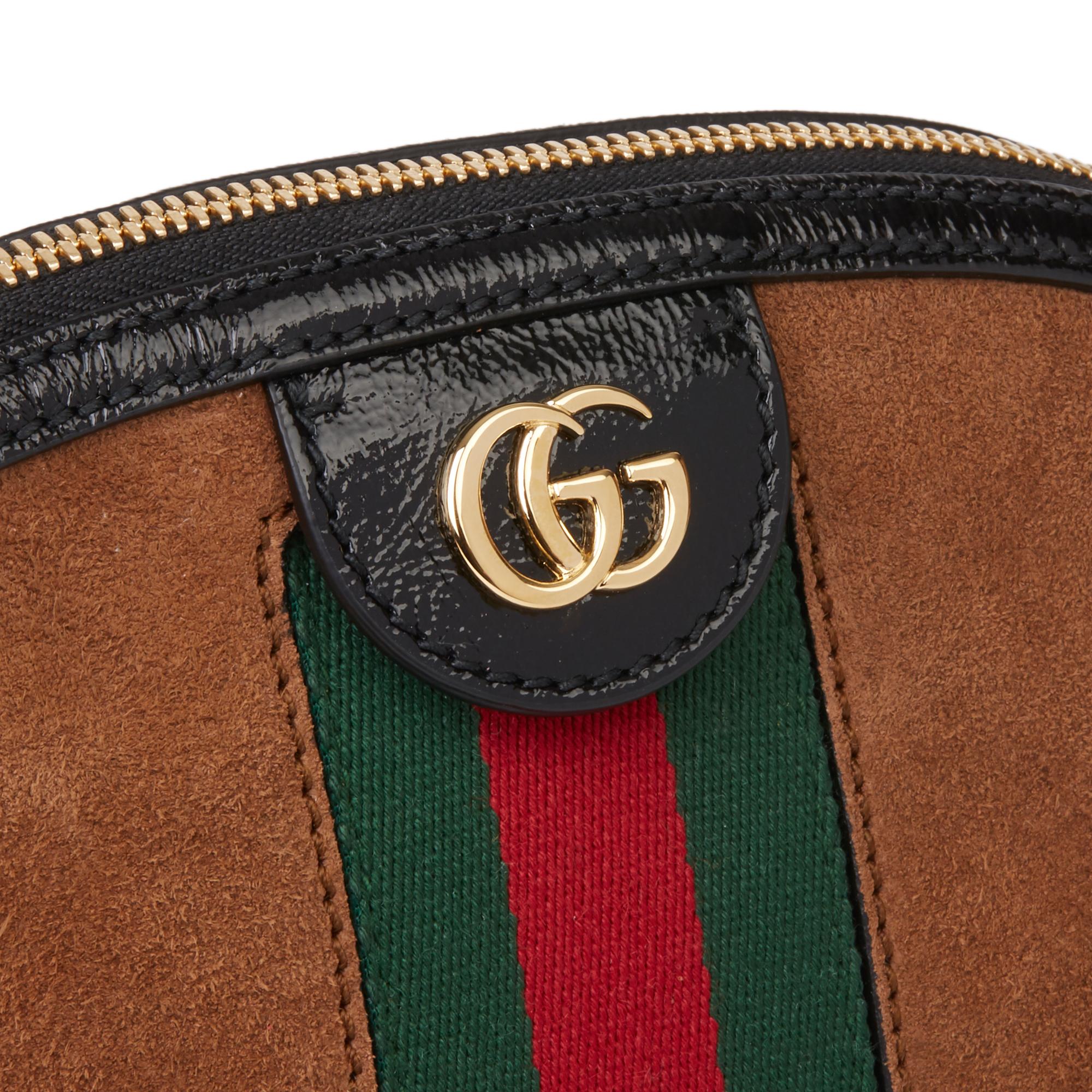 2020 Gucci Schwarz Aged Patent Kalbsleder & Braun Wildleder Web Kleine Orphidia Tasche 3