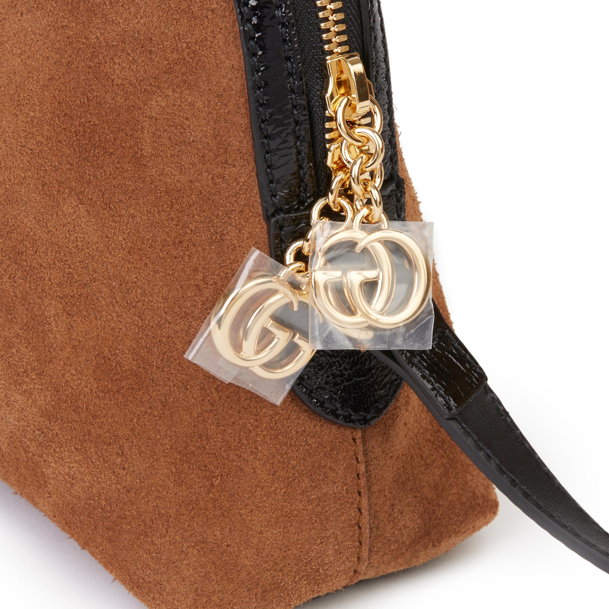 2020 Gucci Schwarz Aged Patent Kalbsleder & Braun Wildleder Web Kleine Orphidia Tasche 4
