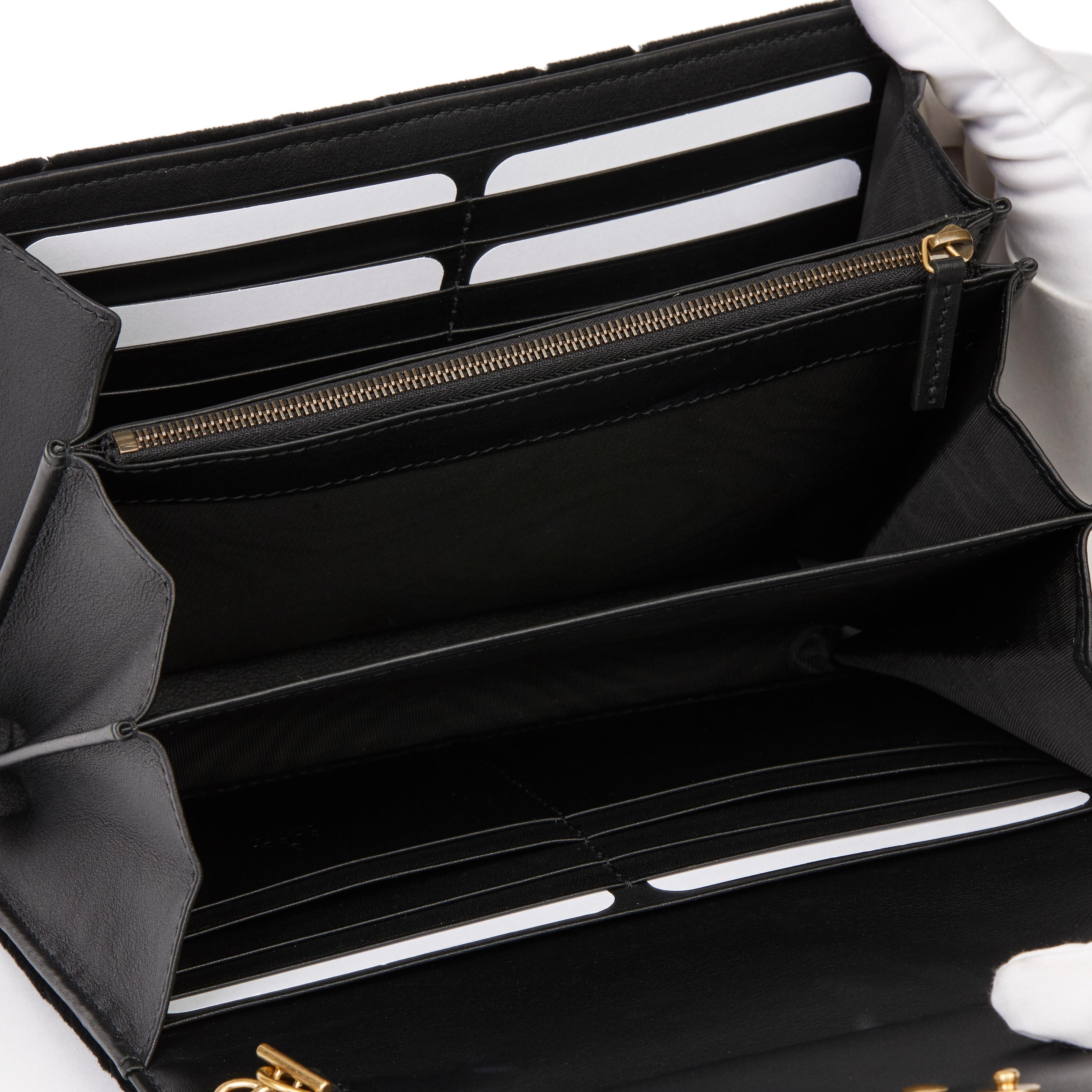 2020 Gucci Black Chevron Quilted Velvet Mini Marmont 5