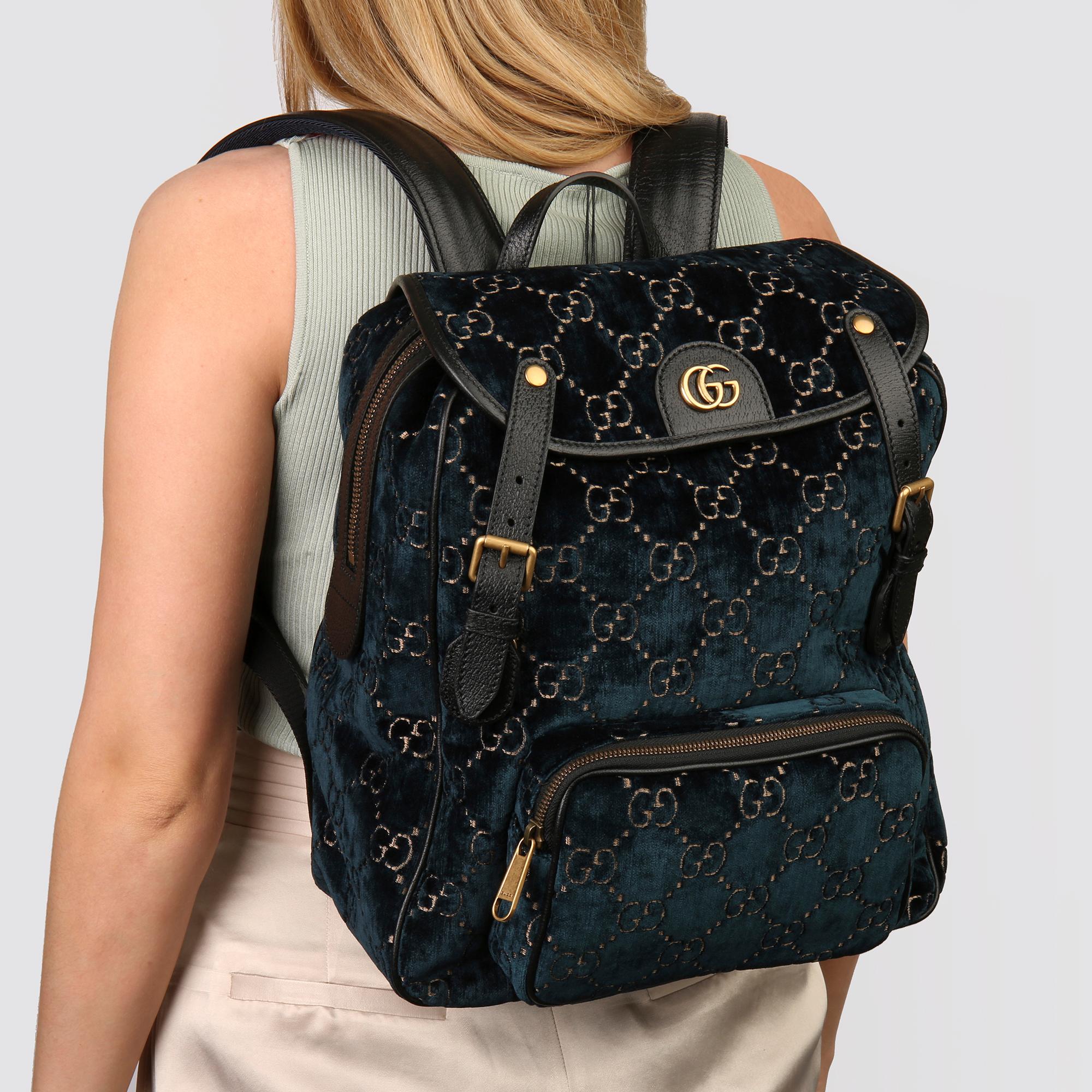 GUCCI
Dark Blue GG Velvet & Black Pigskin Small Marmont Backpack

Xupes Reference: HB3641
Serial Number: 574942 213317
Age (Circa): 2020
Accompanied By: Gucci Dust Bag, Care Booklet
Authenticity Details: Serial Sticker (Made in Italy)
Gender: