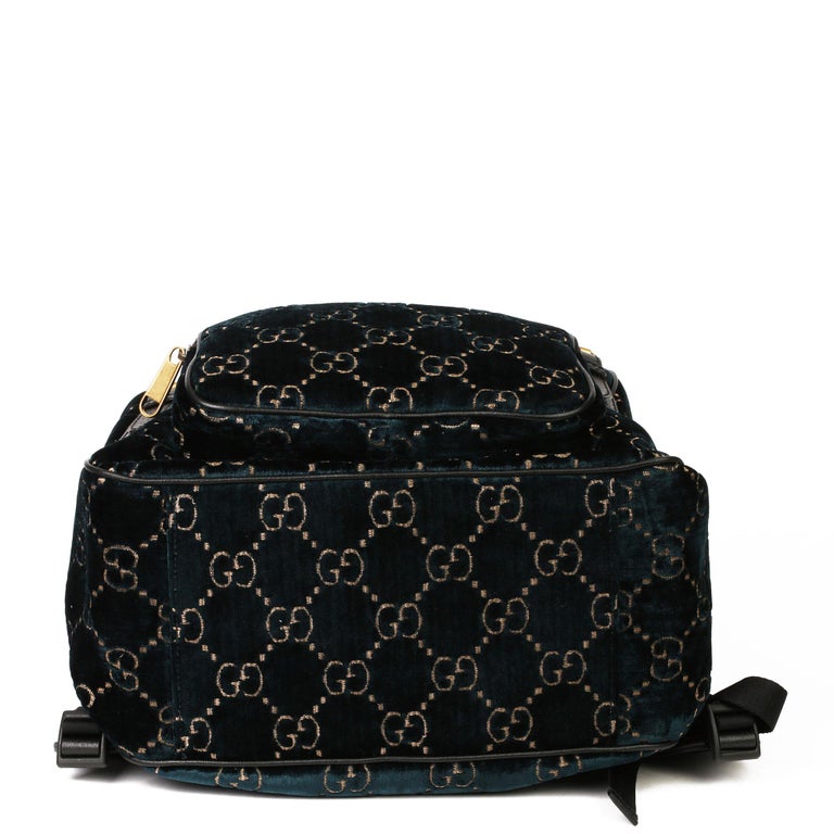 2020 Gucci Dark Blue GG Velvet and Black Pigskin Small  display picture 3