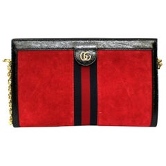 Used 2020 Gucci Ophidia Red Suede Bag