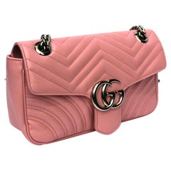 2020 Gucci Pink Leather Marmont 26 Bag