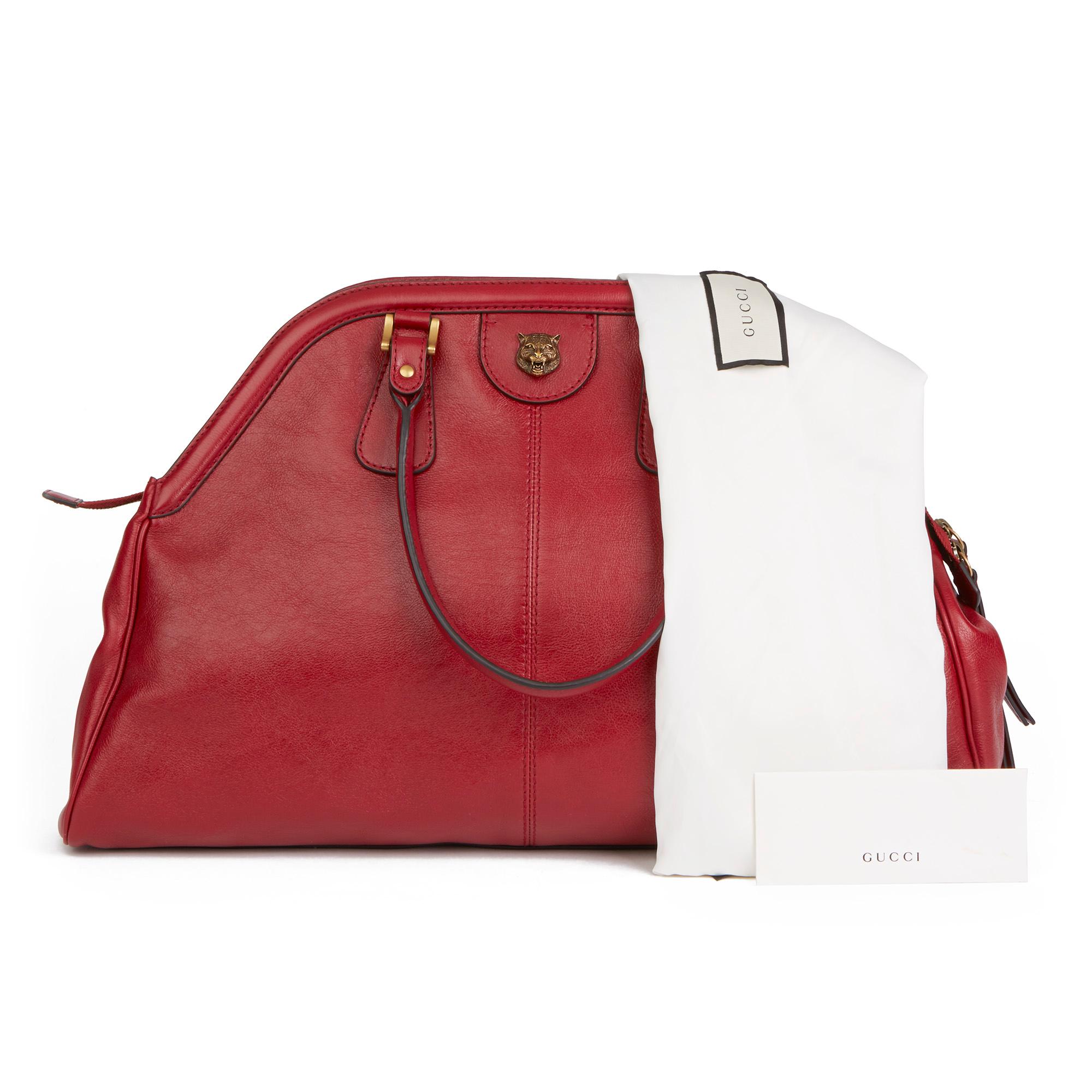 2020 Gucci Red Aged Calfskin Large Marmont Re (Belle) Tote 6