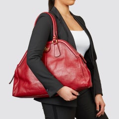 2020 Gucci Red Aged Calfskin Large Marmont Re (Belle) Tote