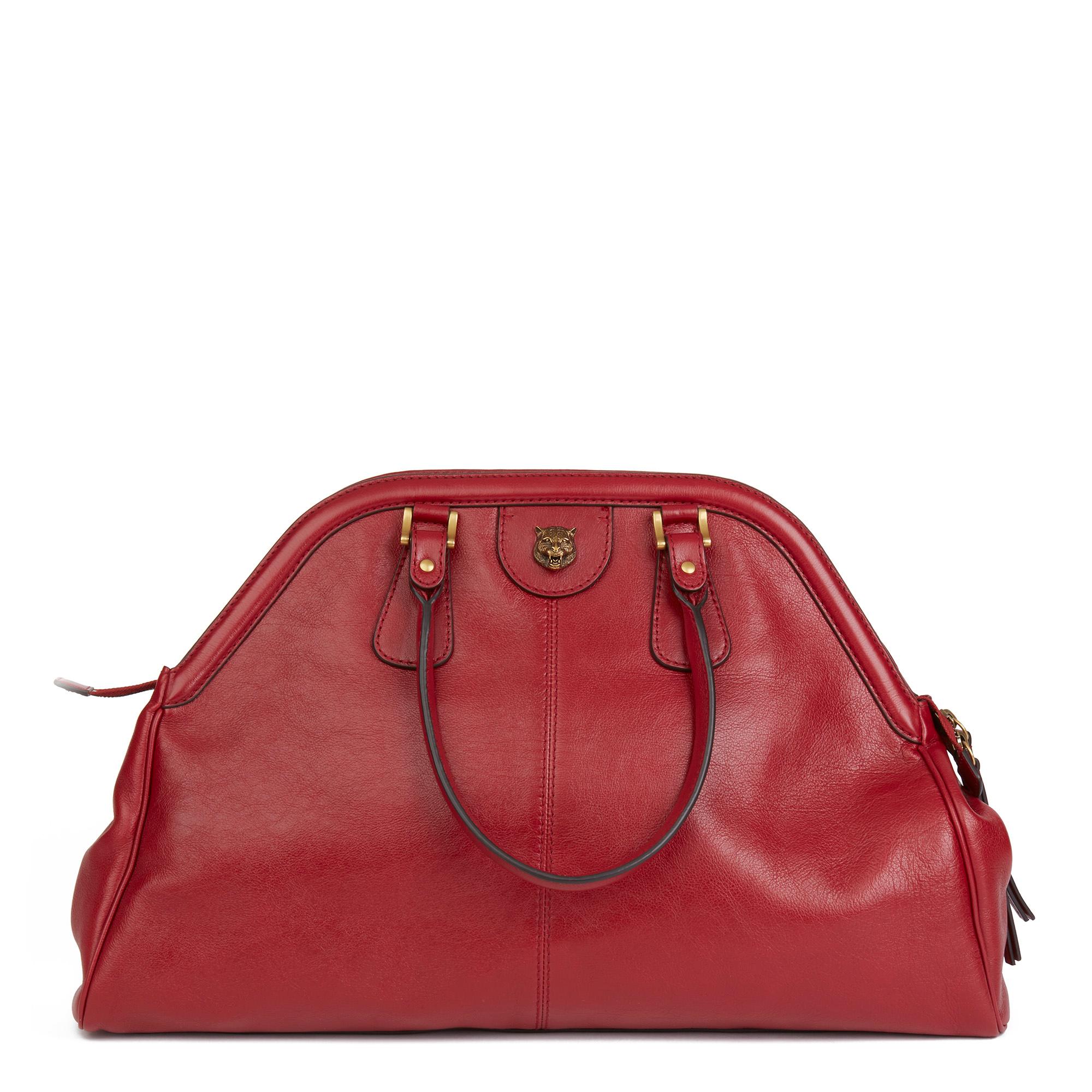 2020 Gucci Red Aged Calfskin Large Marmont Re (Belle) Tote  In New Condition In Bishop's Stortford, Hertfordshire