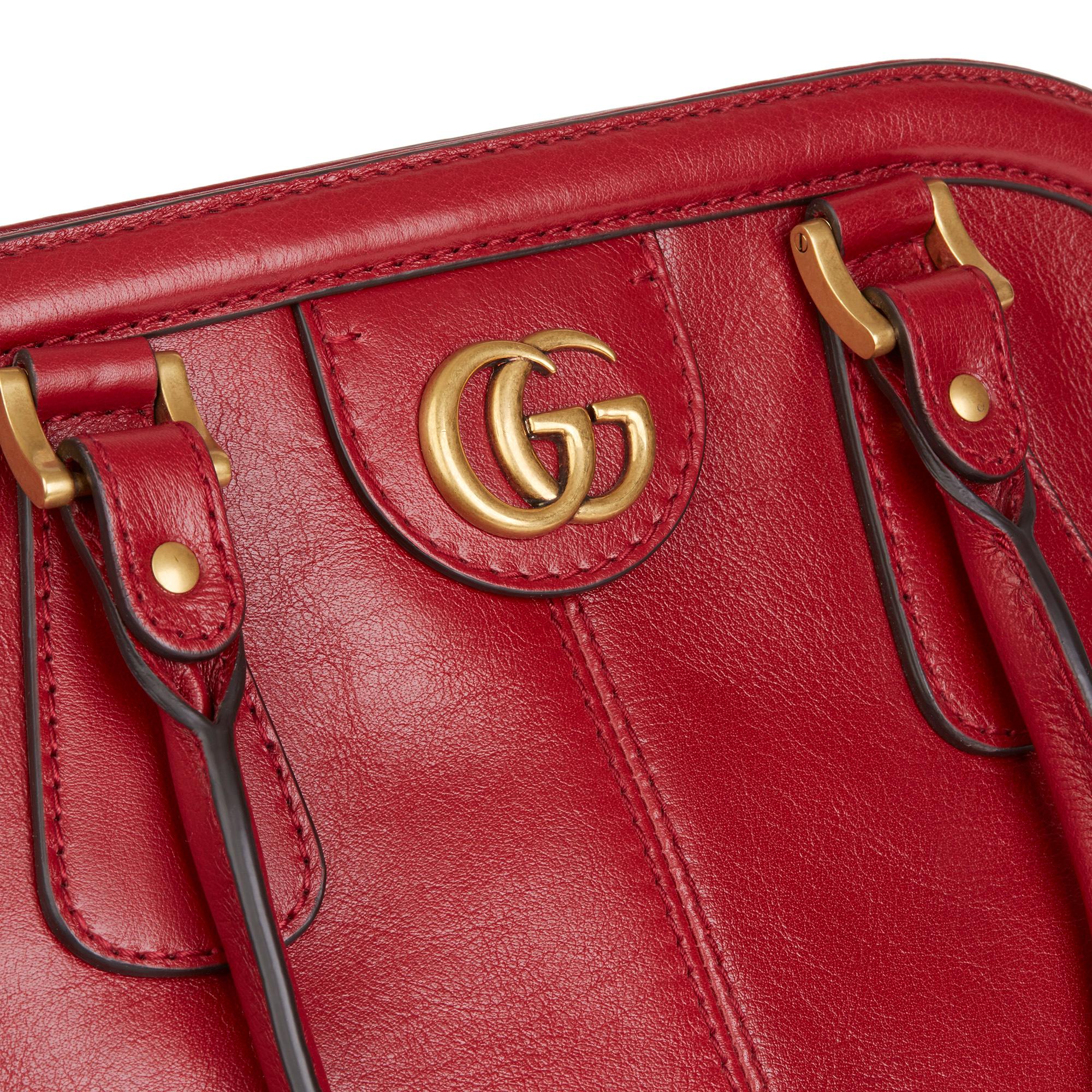 2020 Gucci Red Aged Calfskin Large Marmont Re (Belle) Tote 1