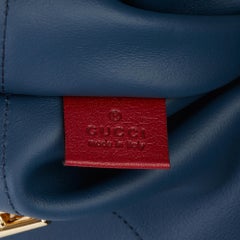 2020 Gucci Red Aged Calfskin Leather & Blue Suede Web Large Rajah Tote