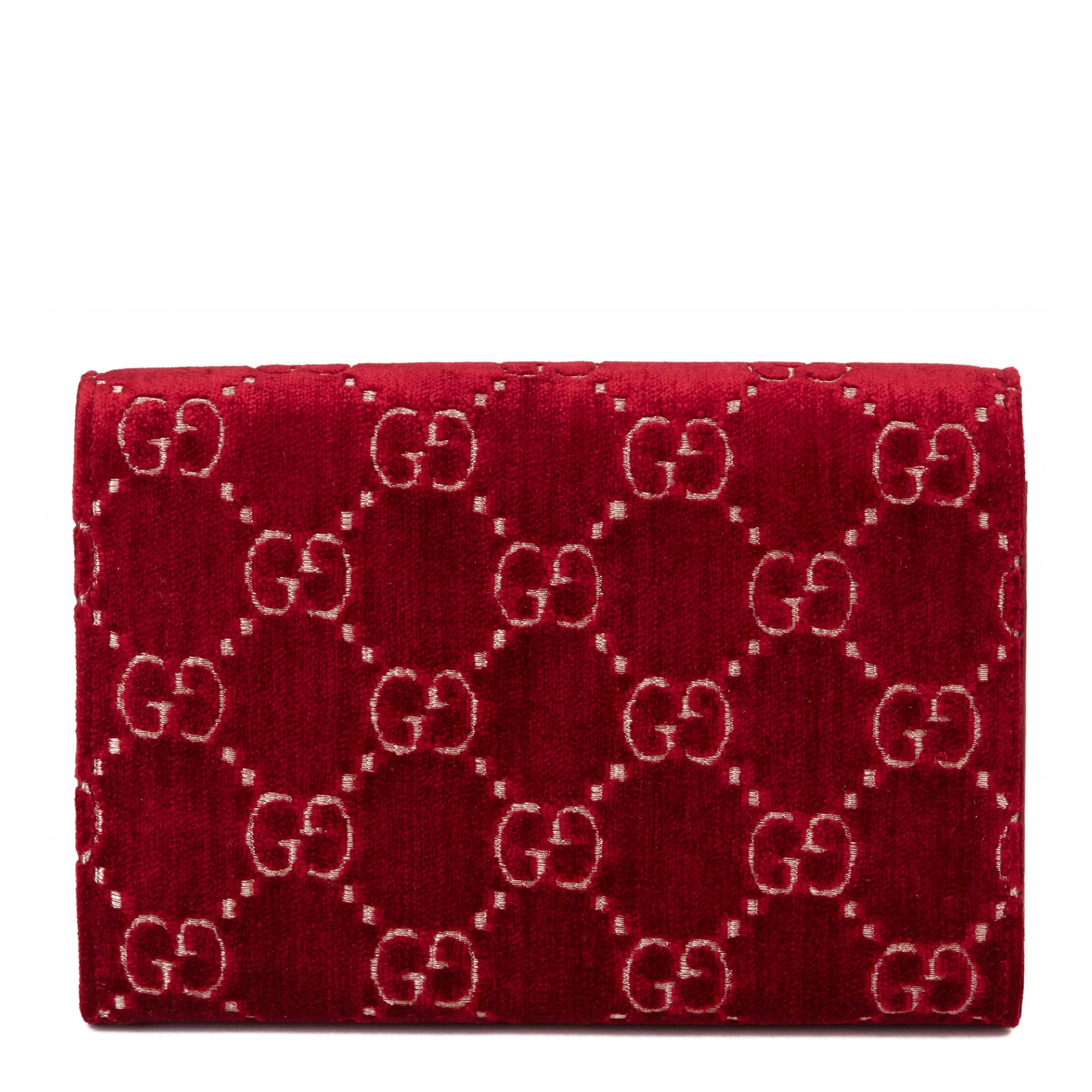 2020 Gucci Red GG Velvet & Calfskin Leather Dionysus Wallet-on-Chain In New Condition In Bishop's Stortford, Hertfordshire