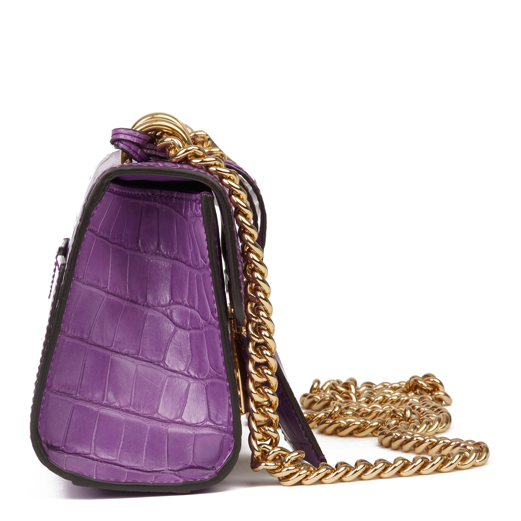 GUCCI
Violet Cyclamen Matte Alligator Leather Small Padlock Shoulder Bag

Serial Number: 409482 525040
Age (Circa): 2020
Accompanied By: Gucci Dust Bag, Box, Care Booklet, Clochette, Keys
Authenticity Details: Serial Stamp (Made in Italy)
Gender: